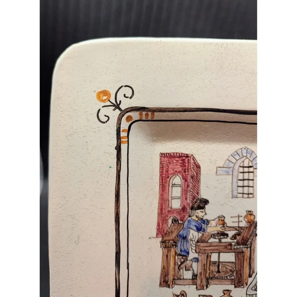 Vintage‎ Rampini Ceramics Italian Pottery Square Wall Plate 10.5